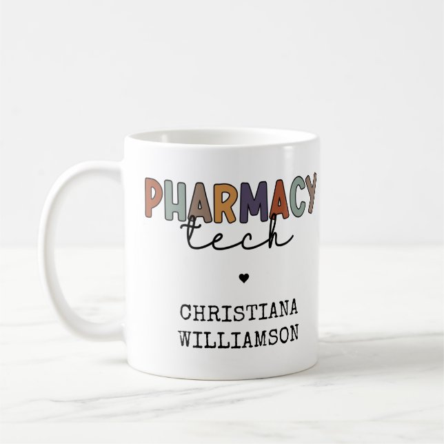 Anpassningsbar Pharmacy Tech Retro Pharmacy Techni Kaffemugg (Vänster)