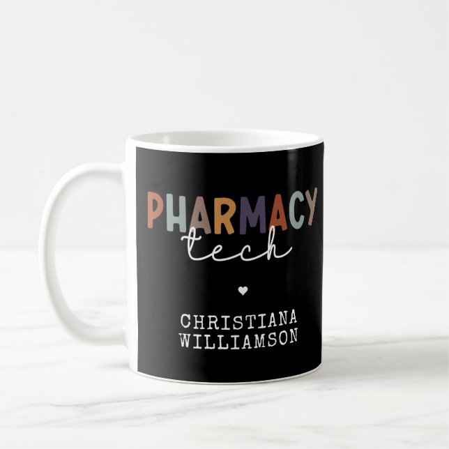 Anpassningsbar Pharmacy Tech Retro Pharmacy Techni Kaffemugg (Vänster)