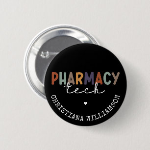 Anpassningsbar Pharmacy Tech Retro Pharmacy Techni Knapp