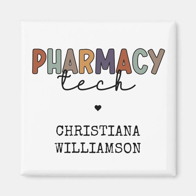 Anpassningsbar Pharmacy Tech Retro Pharmacy Techni Magnet (Framsidan)