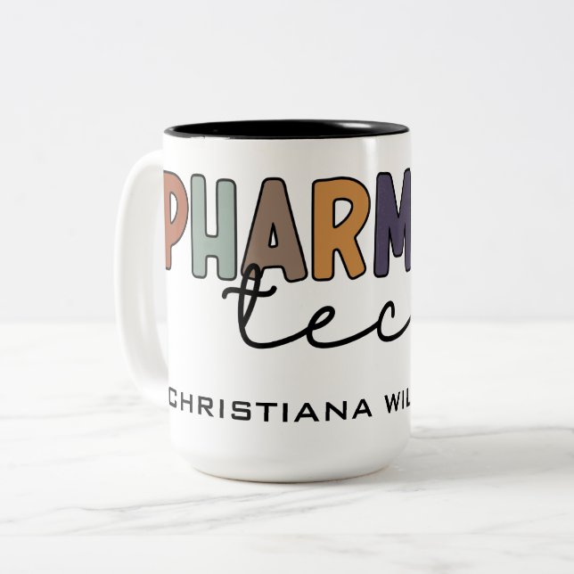 Anpassningsbar Pharmacy Tech Retro Pharmacy Techni Två-Tonad Mugg (Framsida vänster)