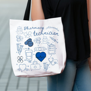 Anpassningsbar Pharmacy Technician Blue Doodle Lin Tygkasse
