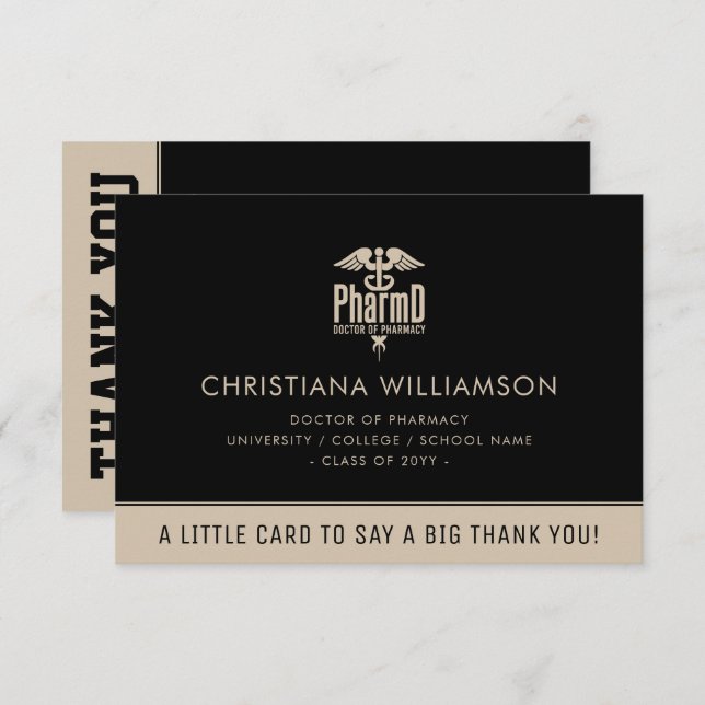 Anpassningsbar PharmD Doktor of Pharmacy Studentfe Tack Kort (Fram/baksida)