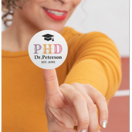 Anpassningsbar PHD ELLER Doctorate Runt Klistermärke