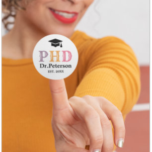 Anpassningsbar PHD ELLER Doctorate Runt Klistermärke