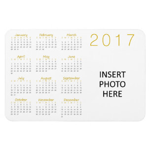 Anpassningsbar Photo 2017 Calendar Magnet Guld & M