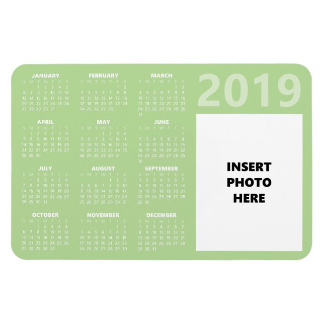 Anpassningsbar Photo 2019 Calendar Magnet - Blek G (Horisontell)