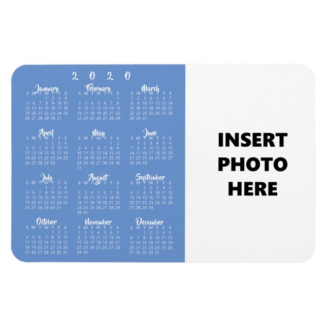 Anpassningsbar Photo 2020 Calendar Magnet Template (Horisontell)