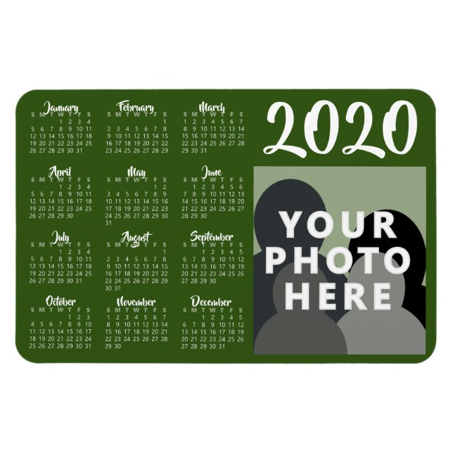 Anpassningsbar Photo 2020 Calendar Magnet Template (Horisontell)