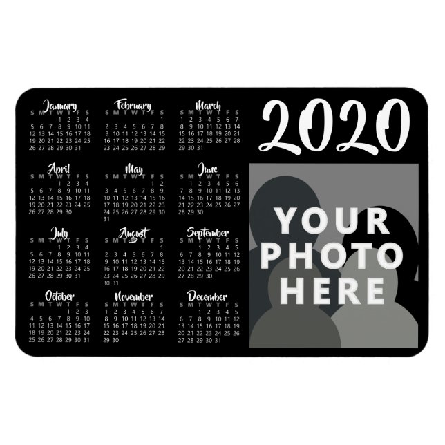 Anpassningsbar Photo 2020 Calendar Magnet Template (Horisontell)