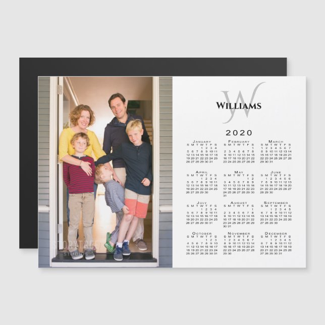 Anpassningsbar Photo 2020 Calendar Monogram Namn o (Fram/baksida)