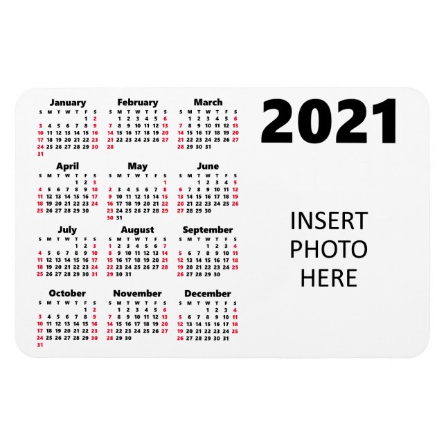 Anpassningsbar Photo 2021 Calendar | ANPASSNINGSBA Magnet (Horisontell)