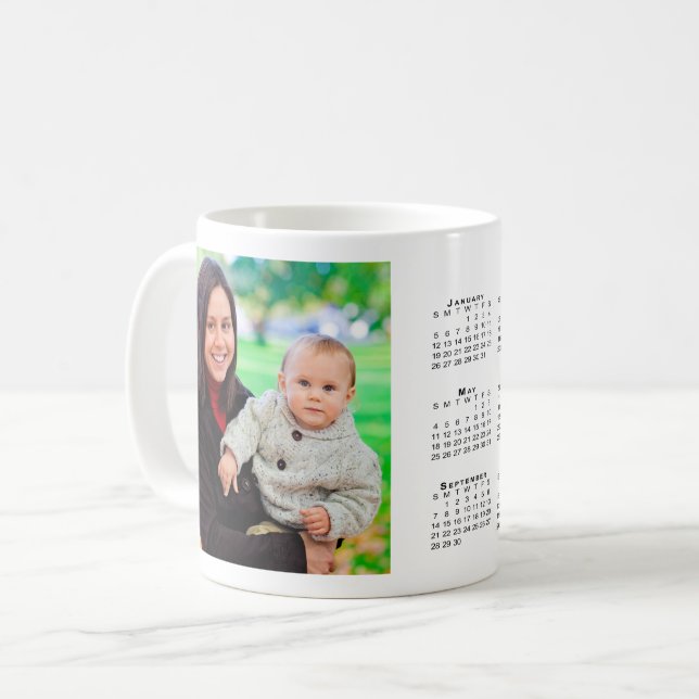 Anpassningsbar Photo 2025 Calendar Coffee Mugg (Framsida vänster)