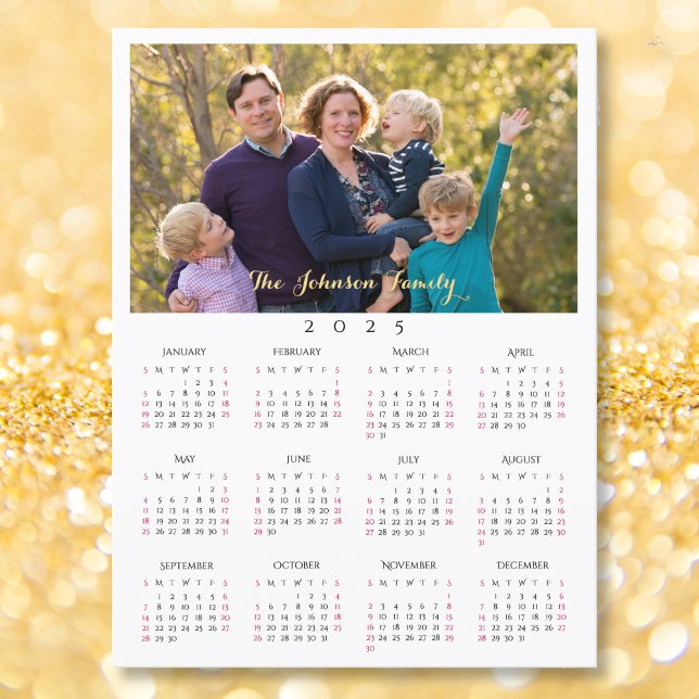 Anpassningsbar Photo 2025 - kalenderjul - nya år Helg Vykort (Custom Photo 2025 Calendar Christmas New Years Holiday Postcard)