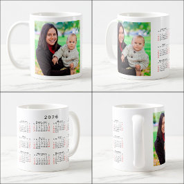 Anpassningsbar Photo 2026 Calendar Red Helg Kaffemugg
