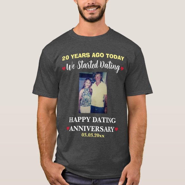 Anpassningsbar Photo 20 Years Dating Anniury Coupl T Shirt (Framsida)
