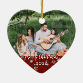 Anpassningsbar Photo 2-sidig Red Play-jul i Gräns Julgransprydnad Keramik