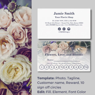 Anpassningsbar Photo 2 Tier Rewards Florist Lojalitetskort