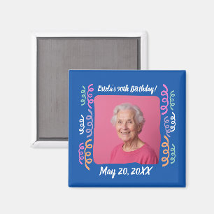 Anpassningsbar Photo 90:e Birthday Streamers Keeps Magnet