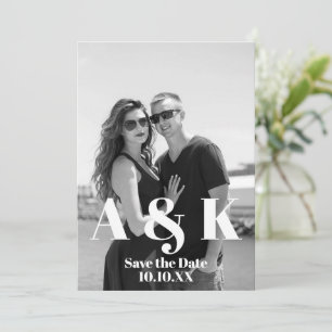 Anpassningsbar Photo and Large Monogram Spara datu Inbjudningar