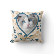 Anpassningsbar Photo and Namn Cat Pillow | Cat Mam