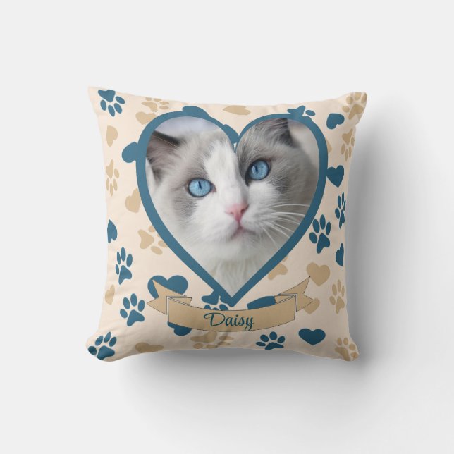 Anpassningsbar Photo and Namn Cat Pillow | Cat Mam Kudde (Framsida)