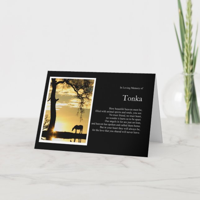 Anpassningsbar Photo and Namn Horse Sympathy Kort (Framsida)