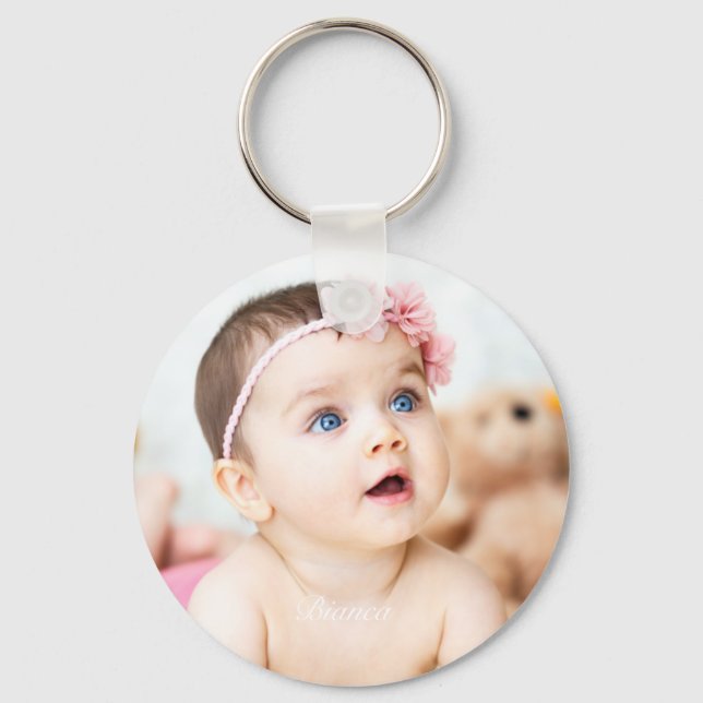 Anpassningsbar Photo and namn Keychain Nyckelring (Framsida)