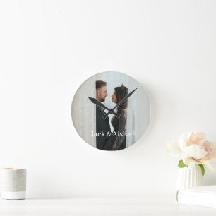 Anpassningsbar Photo and Namn par Pocket Watch Rund Klocka