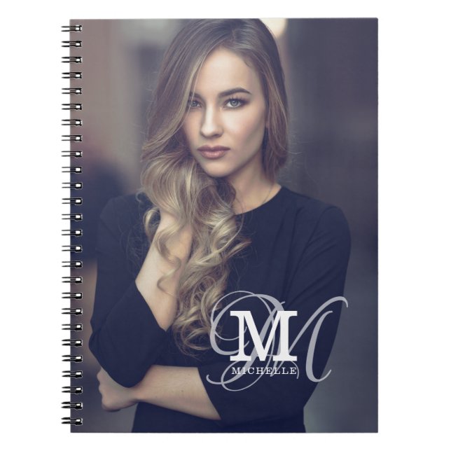 Anpassningsbar Photo and Namn Typography Anteckningsbok (Framsidan)