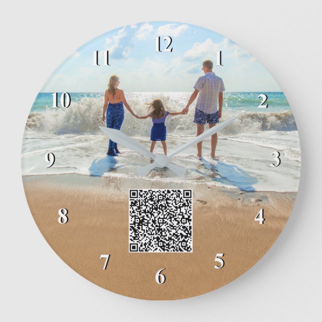 Anpassningsbar Photo and QR Code Info Clock - din  Stor Klocka (Framsida)