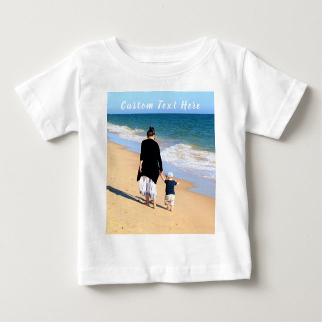 Anpassningsbar Photo and Text Baby T-Shirt din ege (Framsida)