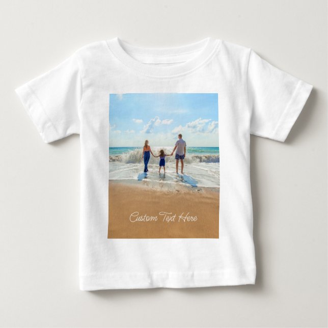 Anpassningsbar Photo and Text Baby T-Shirt din ege (Framsida)