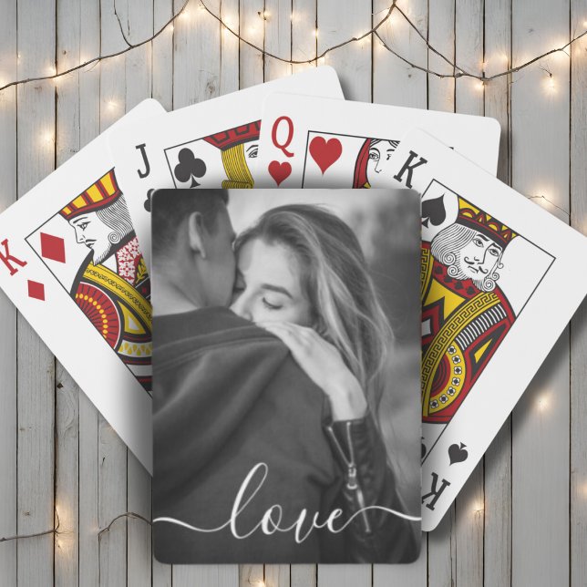 Anpassningsbar Photo and Text Kärlek Script Person Casinokort (Custom Photo And Text Love Script Personalized Playing Cards)