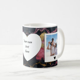 Anpassningsbar Photo and Text Mugg - Black & Rosa