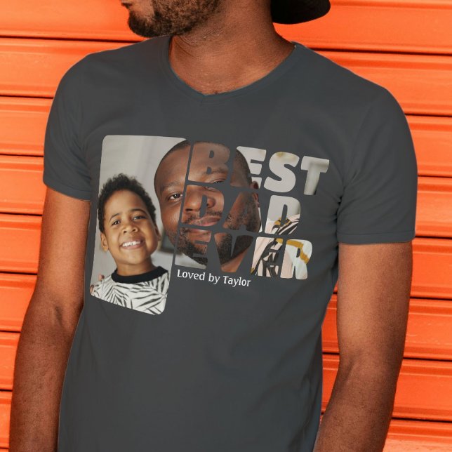 Anpassningsbar Photo and Text Personlig Pappa någo T Shirt (Custom Photo And Text Personalized Best Dad Ever T-Shirt from Ricaso. Great Father's Day gift idea)