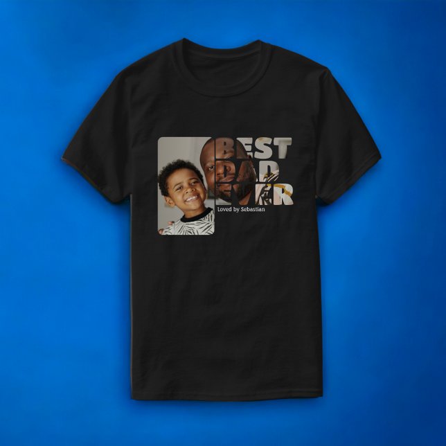 Anpassningsbar Photo and Text Personlig Pappa någo T Shirt (Custom Photo And Text Personalized Best Dad Ever T-Shirt from Ricaso. For Father's day or any day )