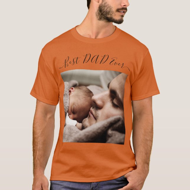Anpassningsbar Photo and Text T-Shirt - Bästa PAPP (Framsida)