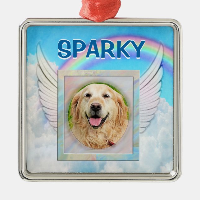 Anpassningsbar Photo Angel Pet Memorial Julgransprydnad Metall (Framsidan)