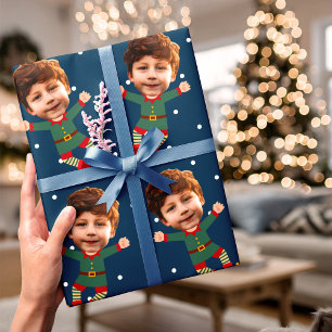 Anpassningsbar Photo Ansikte Roligt jul Elf Kid Bi Presentpapper
