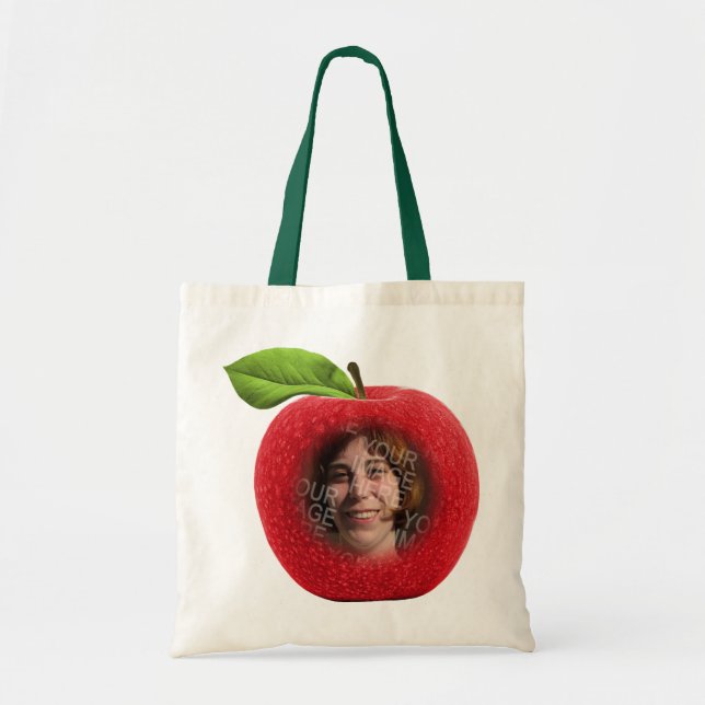 Anpassningsbar Photo Apple Ansikte Tote Bag Tygkasse (Framsidan)