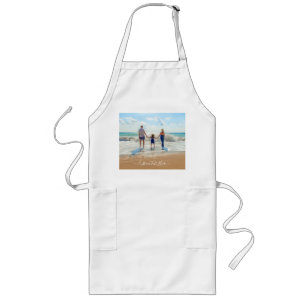 Anpassningsbar Photo Apron med foton och text Långt Förkläde