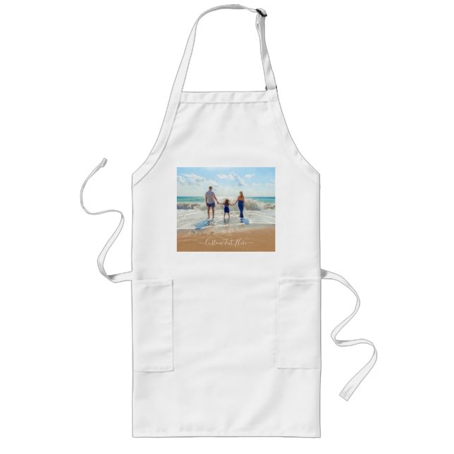 Anpassningsbar Photo Apron med foton och text Långt Förkläde (Framsidan)