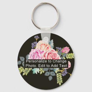 Anpassningsbar Photo Art Namn Monogram Citat Basic Nyckelring