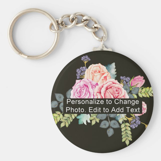 Anpassningsbar Photo Art Namn Monogram Citat Basic Nyckelring (Framsidan)