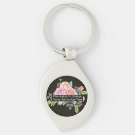 Anpassningsbar Photo Art Namn Monogram Citat Hjärt Swirl Silverfärgad Nyckelring