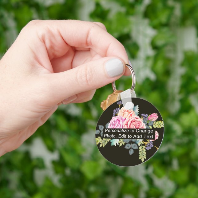 Anpassningsbar Photo Art Namn Monogram citattalumc Nyckelring (Hand)