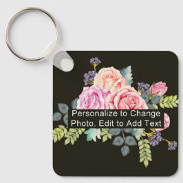 Anpassningsbar Photo Art Namn Monogram Quote Alum  Nyckelring