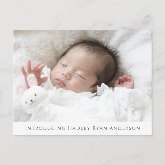 Anpassningsbar Photo Baby Birth Notice Vykort (Framsida)