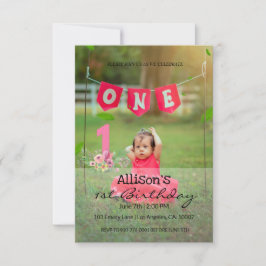 Anpassningsbar Photo Baby Birthday Inbjudningar